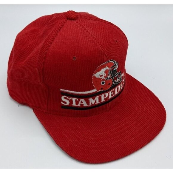Vintage Calgary Stampeders CFL Hat Snapback 80s Corduroy Script Cap Ted Fletcher - Picture 1 of 8